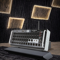 Console de mixage audio numérique professionnelle 32 canaux grise avec effets intégrés, égaliseur 3 bandes, connectivité USB/Wi-Fi, en métal et plastique