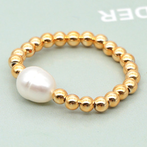 Mới Đến Boho Cô Gái Đồ Trang Sức Sáng Tạo Đồ Trang Sức Làm Bằng Tay Căng Đàn Hồi 18K Mạ Vàng Thép Không Gỉ Ngọc Trai Nước Ngọt Vòng - Product Image 4