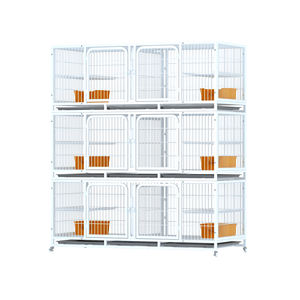 Açık hayvan kafesi <span class=keywords><strong>Metal</strong></span> Pet üreme kafesi paslanmaz çelik tel 6-Door 3-Layer kedi üreme kafesi tekerlekler ile - Product Image 6