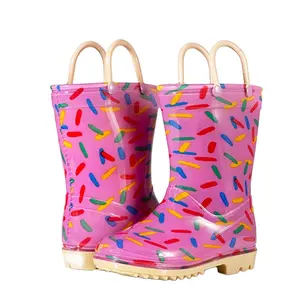 100% waterproof matte yellow pure color pvc transparent jelly kids rain boots