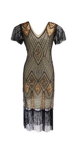 Robe de soirée style <span class=keywords><strong>années</strong></span> 1920 pour femme JICAGOM, taille empire, style Gatsby avec décoration de plumes, style <span class=keywords><strong>années</strong></span> <span class=keywords><strong>folles</strong></span> - Product Image 5