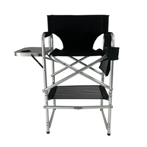 Onwaysport 메이크업 아티스트를위한 알루미늄 접이식 키 큰 감독 의자 메이크업