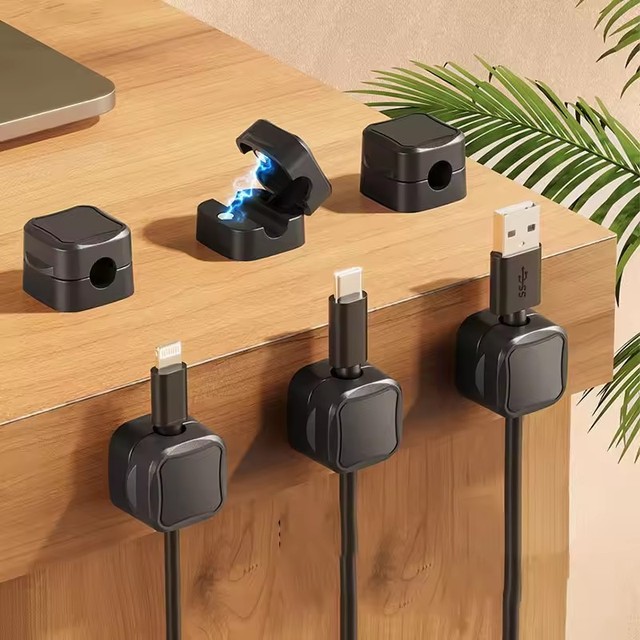 12Pc Self Adhesive Magnetic Cable Organizer Smooth Adjustable Charging Cable Holder Keeper Wire Clip Car Interior Accessories
