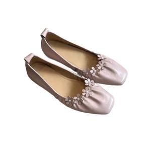 Zapatillas de ballet estilo francés con diseño de flores, punta cuadrada, ligeras, con soporte de arco alto y tira única, de punta cerrada. - Product Image 1