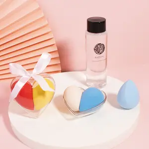 Ensemble d'œufs de maquillage en forme de cœur, goutte d'eau, outils de beauté, boîte cadeau, fond de teint, éponge de mélange