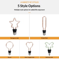 Ampoule LED en forme romantique pour la maison, culot E27, filament doux, motifs cœur et étoile à cinq branches, certifiée CE, AC