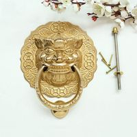 Poignée de frappeur de porte en laiton antique, tête de lion, poignée en forme de tête d'animal, frappeur de porte Lion