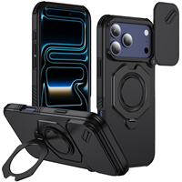 Coque de protection latérale antidérapante à rainures, avec support rotatif pour appareil photo coulissant, pour iPhone 17/Air/17 Pro/17 Pro Max