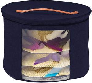 Cesta de almacenamiento de fieltro resistente y duradera, caja organizadora de sombreros plegable para <span class=keywords><strong>ropa</strong></span> de viaje con cubierta transparente - Product Image 2