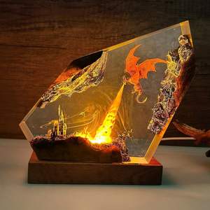 Lámpara de Mesa de Resina Epoxi con Diseño de Dragón de Fuego, Hecha a Mano, Ecológica, con Puerto USB, Luz Nocturna LED Multicolor, Decoración para el Hogar y el Dormitorio - Product Image 4