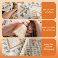 Ensemble de couvertures en tricot bohème, motif géométrique, couverture tissée à franges pour la décoration de la maison, coffret cadeau pour les fêtes