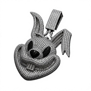 Pendentif Lapin en Moissanite, Breloque Lapin en Zircon Cubique Glacé, Chaîne Couleur Argent, Bijou Cadeau - Product Image 3