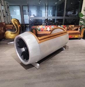 <span class=keywords><strong>Chaise</strong></span> d'avion volante vintage, siège de canapé en cuir véritable pour chambre à coucher ou hôtel, mobilier industriel de style loisirs - Product Image 4