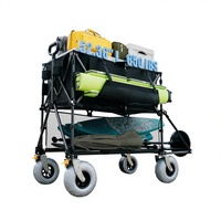 Chariot utilitaire pliable robuste à double plateau, roues tout-terrain en PU, avec freins, pour le camping, la plage et le shopping