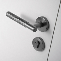 Serrure de porte grise pour intérieur, poignée de porte en alliage d'aluminium symétrique pour chambre, mécanismes de serrures à levier d'entrée, modèle Matrix
