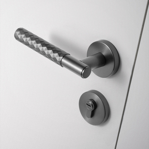 Graues Türschloss für Innenräume, geteiltes Schlafzimmerschloss, symmetrischer Eingangstürgriff aus Aluminiumlegierung, Hebel-Schlossmechanismen, <span class=keywords><strong>Matrix</strong></span> - Product Image 4