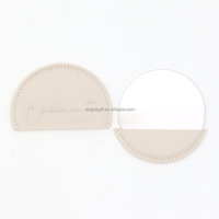 Miroir compact rond en cuir argenté vintage miniature de haute qualité avec logo personnalisé en relief