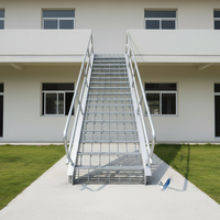 Escalier d'évacuation en acier pour extérieur, marches d'évacuation en métal galvanisé, marches d'escalier en acier