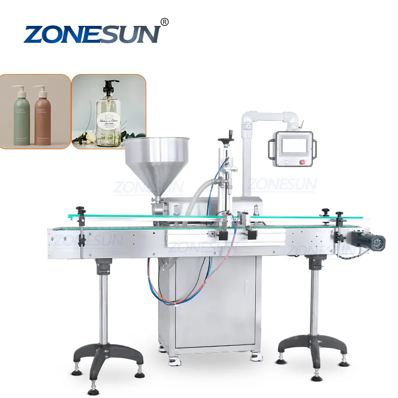 ZONESUN-máquina automática de llenado de pasta para salsa de pimienta, botellas de crema de belleza de miel, Rotor de bomba