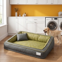 Lit pour chien en daim luxueux entièrement amovible et lavable avec rembourrage en polyester pour Golden Retriever et Border Collie, utilisable toute l'année