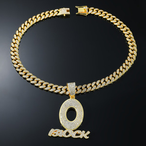Collier pendentif lettre O tendance hip-hop pour homme, style streetwear, avec chaîne cubaine en alliage, vente en gros de bijoux de mode - Product Image 5