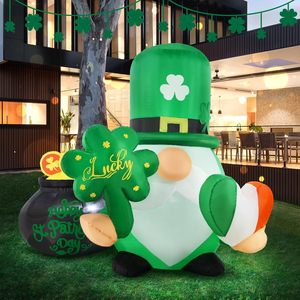 Gnome gonflable de 4 pieds pour la Saint-Patrick avec trèfle <span class=keywords><strong>et</strong></span> cœur, décorations lumineuses LED gonflables pour la cour, le porche <span class=keywords><strong>et</strong></span> la décoration de fête - Product Image 1