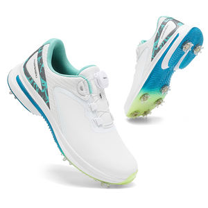 Chaussures de <span class=keywords><strong>golf</strong></span> en cuir véritable pour hommes et femmes, confortables, imperméables, avec lacets rétractables à bouton automatique, antidérapantes, fixation par clous - Product Image 6