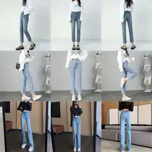 wide leg fashion ladies jeans pants fall winter high waisted loose slim jeans mujer straight leg denim women's jeans