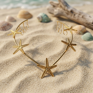 Gold Plated Brass <b>Tiara</b> Starfish Geometric Wire <b>tiara</b> <b>for</b> <b>Wedding</b> Party Gift - Product Image 3