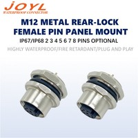 Prise métallique étanche M12 à montage sur panneau, 8 broches, codage A, IP67/IP68, 110V 8A, adaptée aux équipements de fabrication automobile