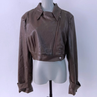 Veste en similicuir PU courte personnalisée pour femmes, style moto