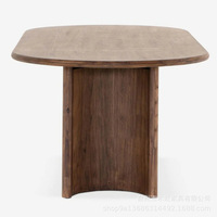 Table à manger ovale en bois minimaliste moderne, base incurvée unique, mobilier de salle à manger en noyer de luxe pour la maison, l'hôtel, le restaurant