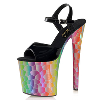 Nouveau modèle de sandales à talons hauts pour défilé de mode, couleur du talon 20 cm, plateforme épaisse, sexy, pole dance, gothique, grande taille, sandales pour travestis