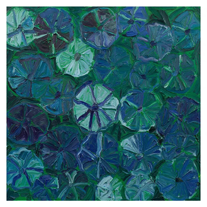 New Abstract Blue Lotus Leaf Wall Art <strong>Large</strong> <strong>Framed</strong> Minimalist Geometric 3D Embossed Leather Texture Wall Art Living Room - Product Image 5