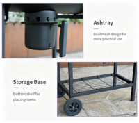 Barbecue à charbon de bois pliable multifonctionnel pour l'extérieur - Grand barbecue portable de style américain en acier inoxydable avec thermomètre 76 cm X