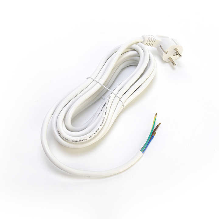 plug 3 prong power cord with stripped copper headed ends for home appliance