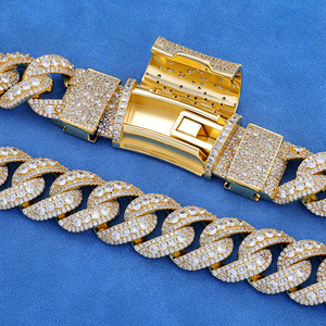 Avrupa Amerikan Hip-hop Sınır Ötesi 22mm Mozanit Küba Zinciri Altın Erkek Kolye Yüksek Kalite Trend Takı - Product Image 4