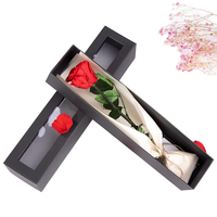 Kotak Hadiah Bunga Mawar Tunggal Asli yang Diawetkan - Mekar Segar Tahan Lama untuk Hadiah Romantis Hari Valentine, Tersedia Grosir