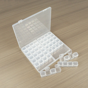 Nail Art Storage Box 56 Compartments Clear Plastic Desktop Organizer Jewelry Rhinestone Glitter Case With Lid - Product Image 2