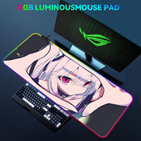 Tapis de souris lumineux RGB FLAME SNAKE, série de dessins animés, anime, beaux yeux, tapis de souris de jeu, éclairé RGB 800x300, tapis de jeu