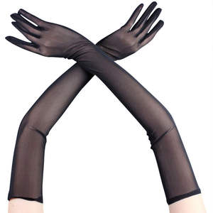 Gants longs sexy en dentelle noire transparente de 55 cm, fins, respirants, en filet solide, pour femmes et hommes, pour les spectacles et les fêtes - Product Image 4