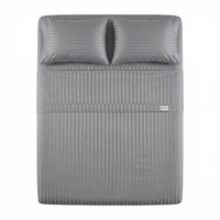 Ensemble de draps plats en satin 100% coton HONI OEM 400TC avec rayures de 2 cm, literie d'hôtel de luxe, ensemble de 4 draps