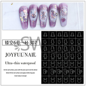 Pegatinas de uñas <span class=keywords><strong>plantillas</strong></span> para aerógrafo corazón mariposa oso estrellas hueco francés UV uñas pegatinas <span class=keywords><strong>plantillas</strong></span> aerógrafo pegatina uñas - Product Image 4