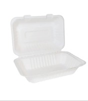 Boîte à clapet en bagasse de papier de 1000g |   Conteneur alimentaire à emporter en fibre de canne à sucre biodégradable et compostable avec couvercle à charnière