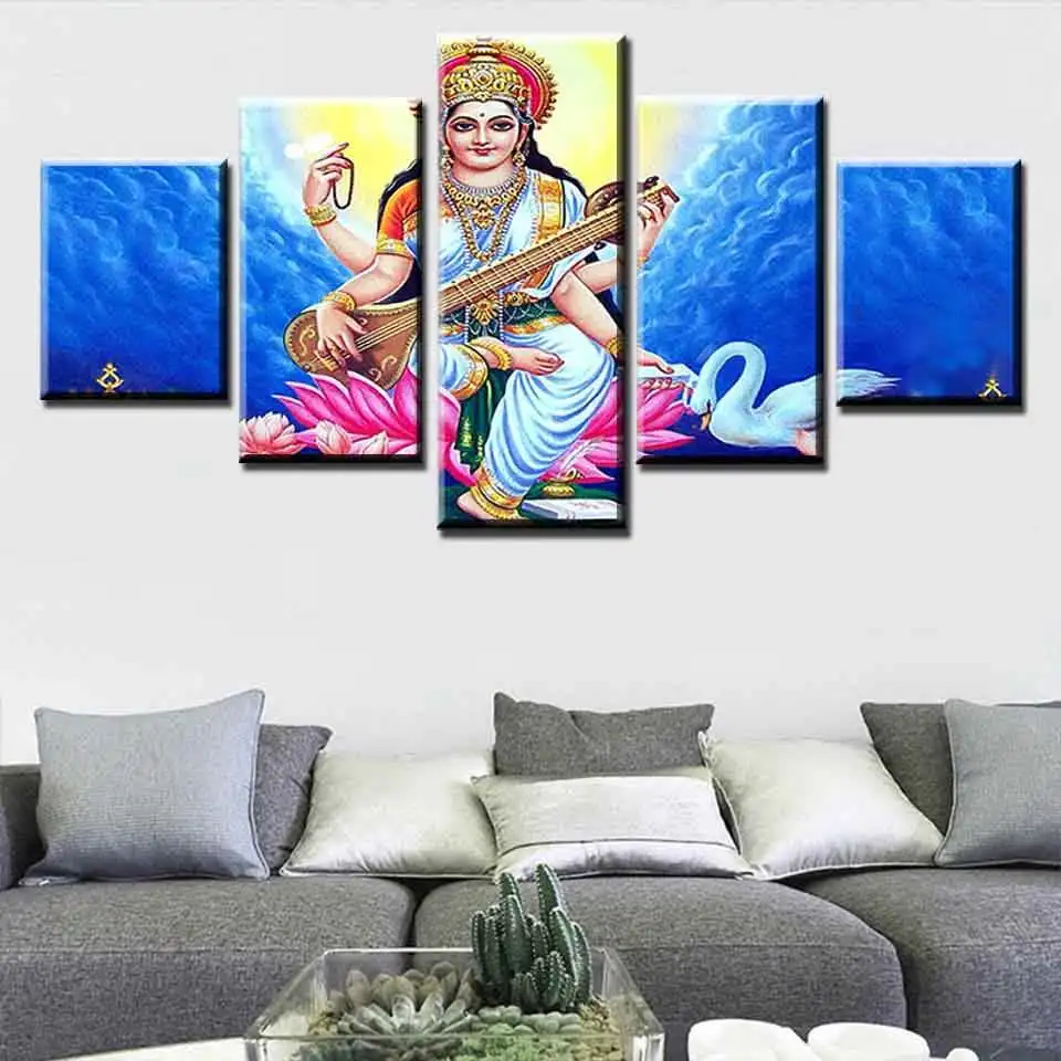 Boeddha Schilderij Muurschildering Kunst 5 Stuks Indiase God Shiva Cuadros Poster Canvas Woonkamer Hd Afdrukken Huisdecoratie Foto