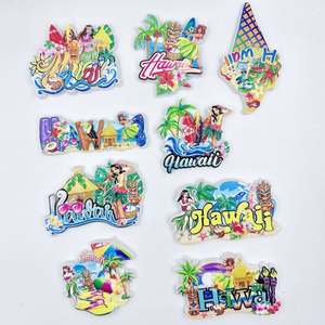 Imanes Decorativos para Refrigerador de Resina Ecológica con Diseño Hawaiano, Estilo Art Deco, Color Personalizado, Recuerdo Turístico - Product Image 1