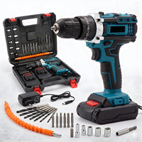 Perceuse-visseuse électrique sans fil compacte, multi-outils, 2 batteries rechargeables, fonction marteau perforateur, kit d'outils complet, OEM
