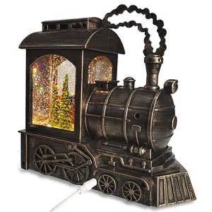 Resina Indoor Decoração de Natal Suprimentos Projeto do Trem Com Música lanterna