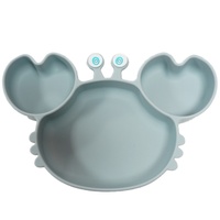 Vaisselle en Silicone en forme de crabe de dessin animé assiette à dîner en Silicone sans BPA avec ventouse