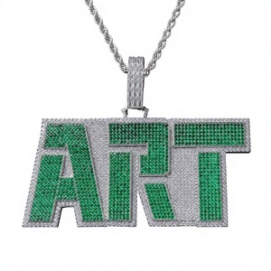 Collar con Colgante de Letra Personalizada, Cadena de Cuerda en Tono Plateado, Medallón de Letra con Cristal Verde, Joyería de Moda - Product Image 4